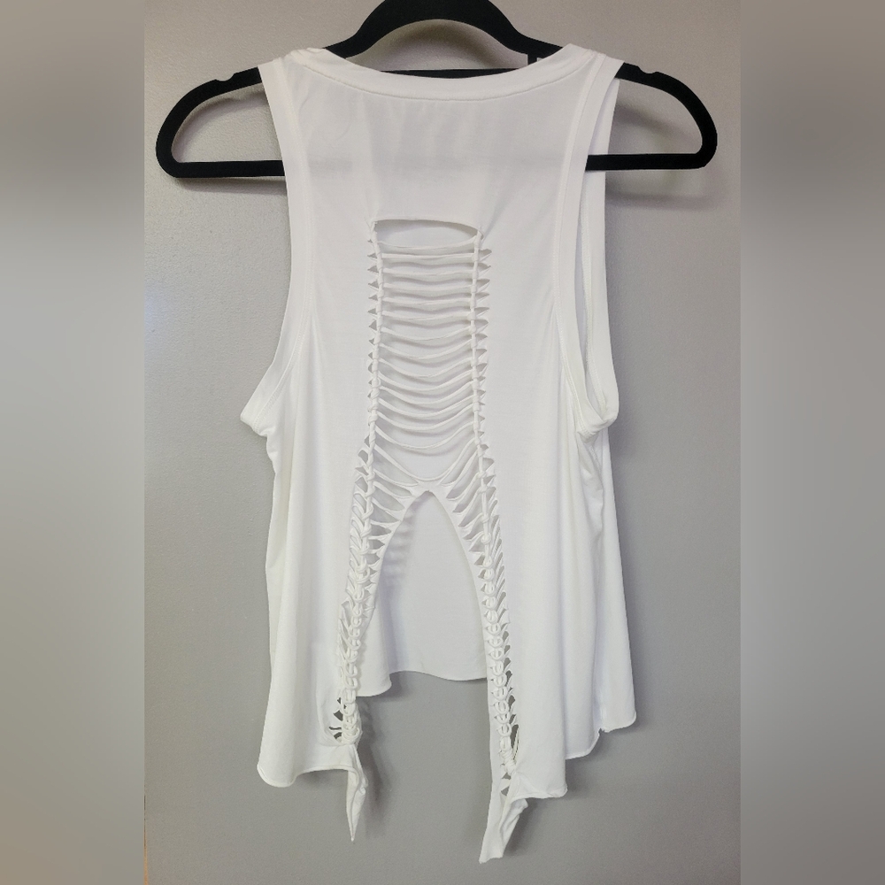 Carbon38 White Sleeveless Tank with Braided Back Detail